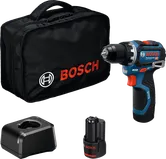 Bosch GSR 12V-32 boremaskinesæt med batteri og oplader.